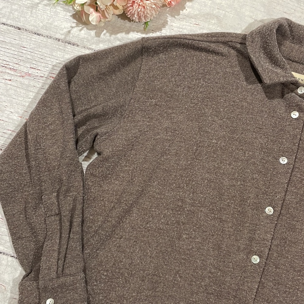 Donni Brushed Sweater Button Down Cho Brown Shirt Jacket Shacket - Picture 5 of 13